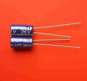 100uF 25V Electrolytic Capacitor - 50PCs