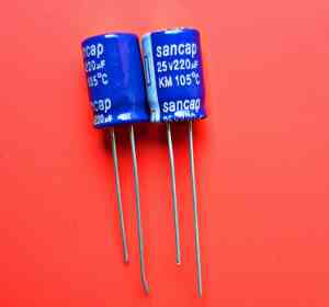 220uF 25V Electrolytic Capacitor - 50PCs