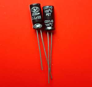 2.2uF 50V Electrolytic Capacitor - 50PCs