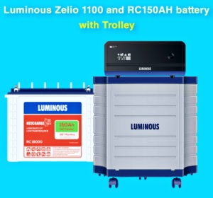 Luminous Zelio 1100 + RC18000 (150Ah) Tall Battery + Trolly Delivery Only Bangalore